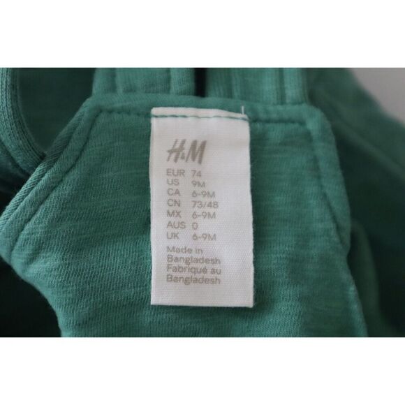 H&M Baby Boy Sz 9M (6-9M) Bright Blue/Green 2-Pack Cotton, French Terry Overalls - Picture 5 of 12